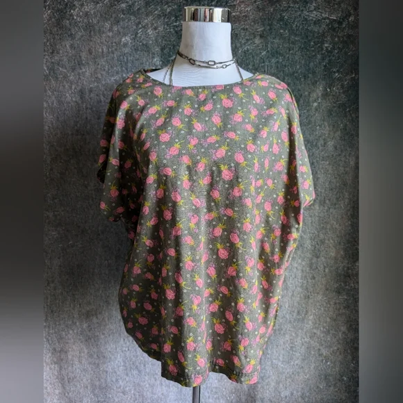 Vintage Oversized Cotton Floral Handmade Top - Picture 2 of 5